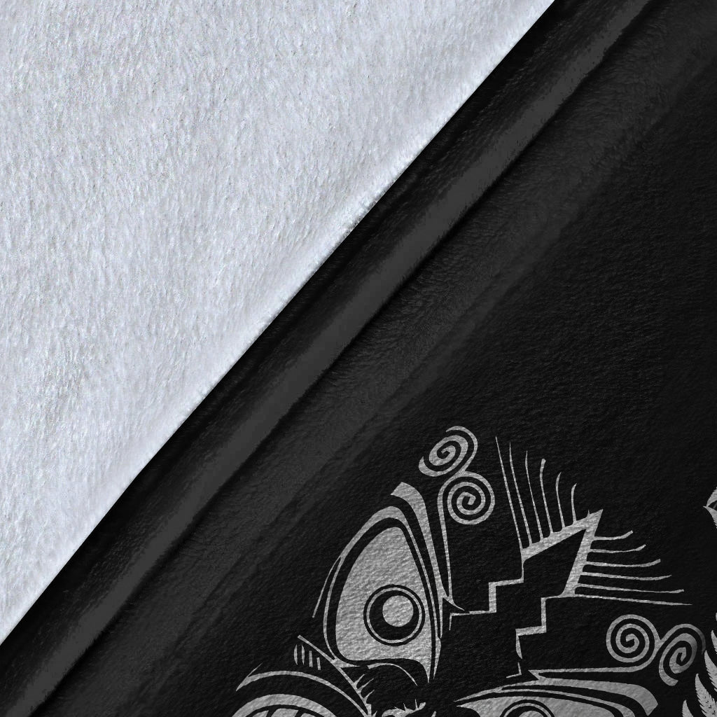 New Zealand Haka Rugby Maori Premium Blanket Silver Fern Vibes - Black - Vibe Hoodie Shop