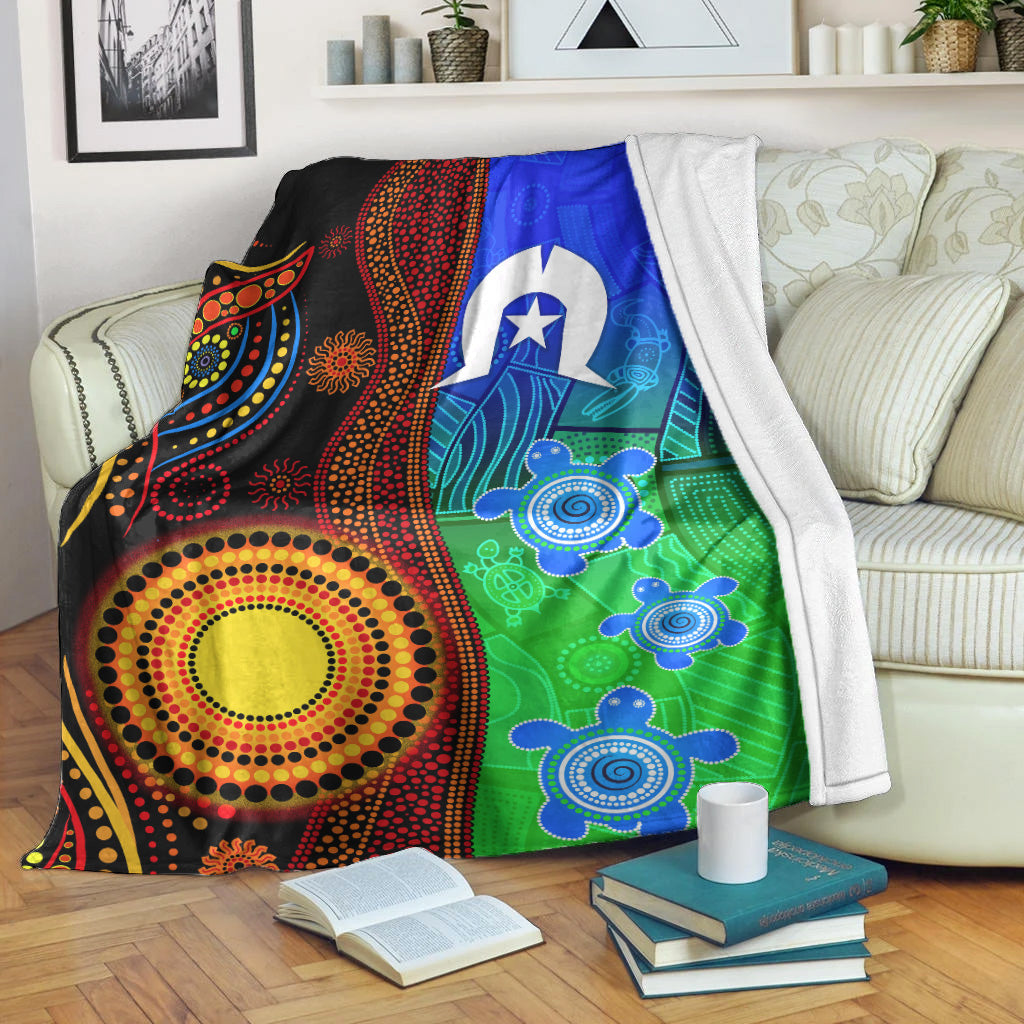 Australia Indigenous Aboriginal And Torres Strait Islands Premium Blanket Flag Vibes - Vibe Hoodie Shop