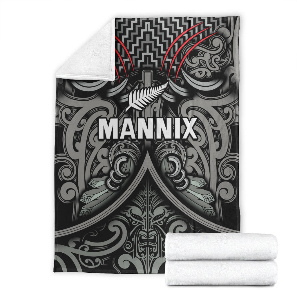 (MANNIX) New Zealand Silver Fern Rugby Premium Blanket All Black NZ Maori Pattern - Vibe Hoodie Shop