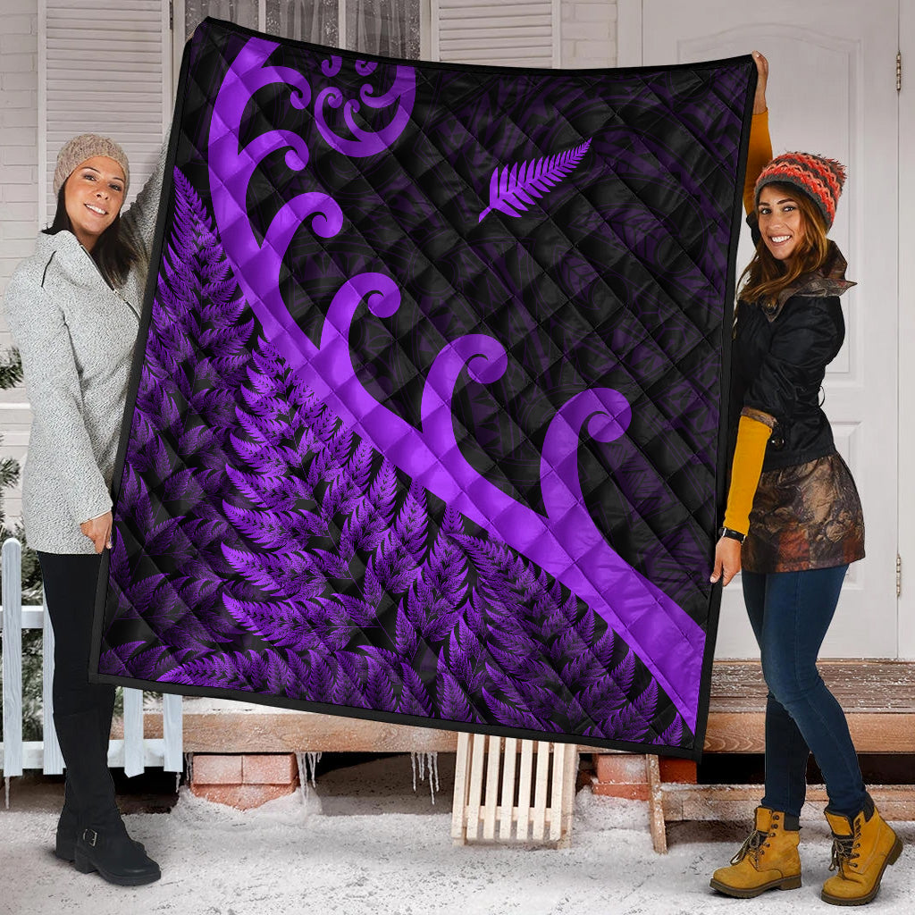 New Zealand Rugby Maori Premium Quilt Silver Fern Koru Vibes - Purple - Vibe Hoodie Shop