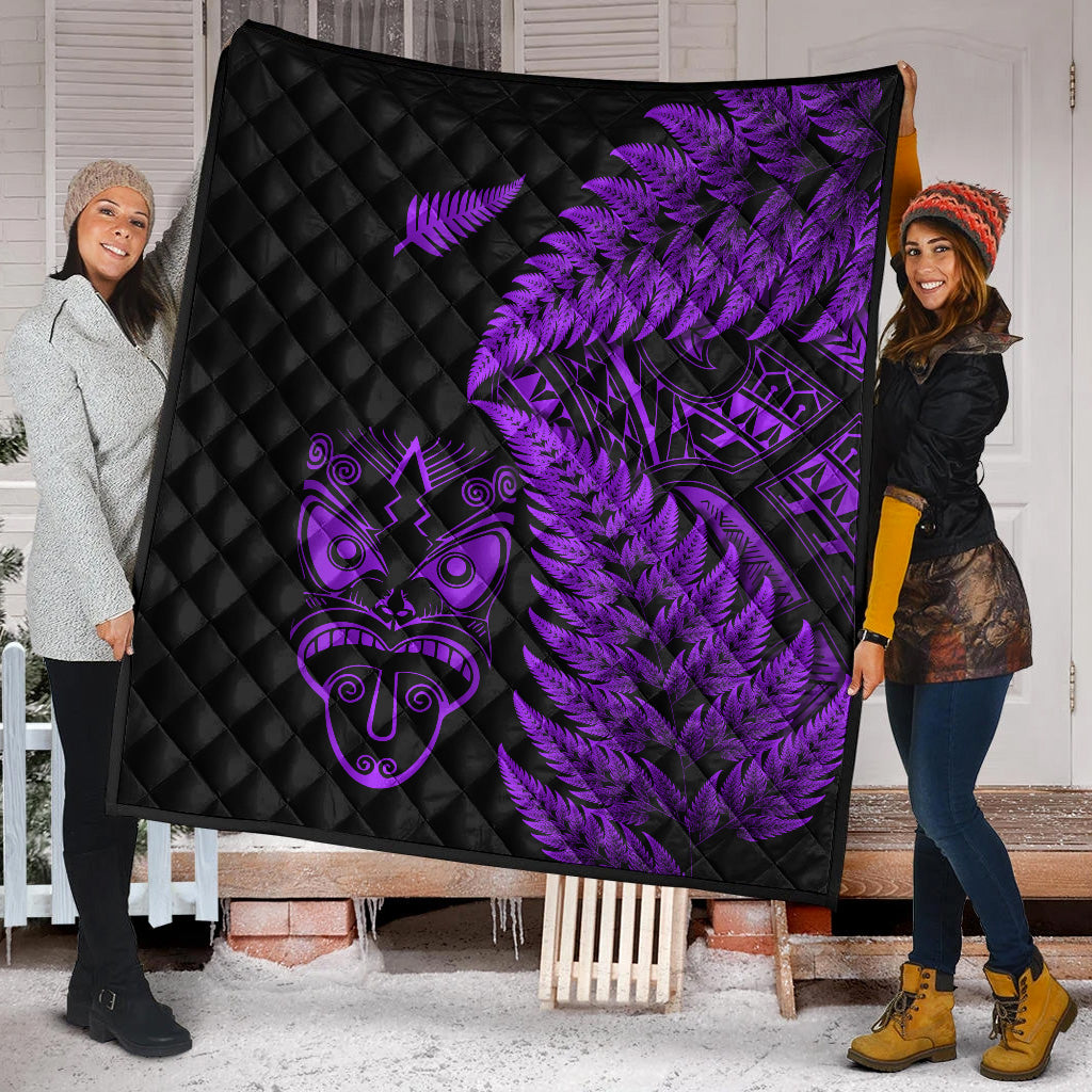 New Zealand Haka Rugby Maori Premium Quilt Silver Fern Vibes - Purple - Vibe Hoodie Shop