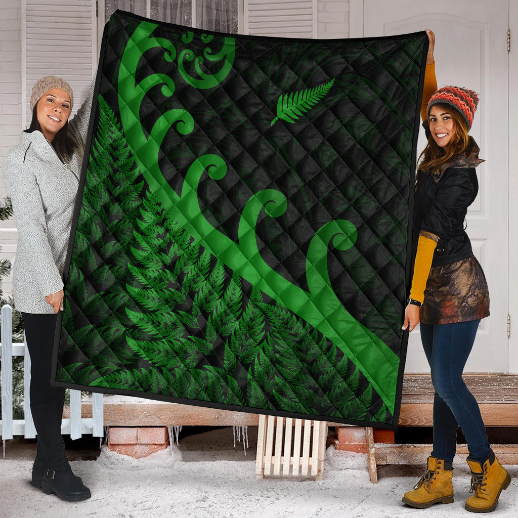 New Zealand Rugby Maori Premium Quilt Silver Fern Koru Vibes - Green - Vibe Hoodie Shop