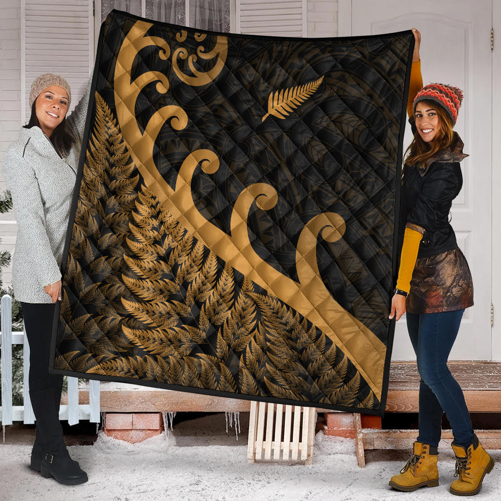 New Zealand Rugby Maori Premium Quilt Silver Fern Koru Vibes - Gold - Vibe Hoodie Shop