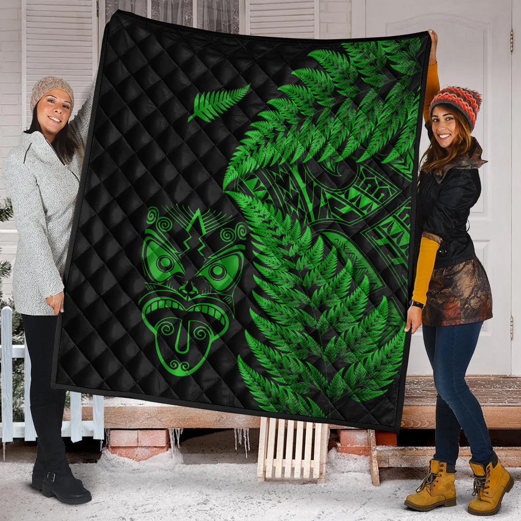 New Zealand Haka Rugby Maori Premium Quilt Silver Fern Vibes - Green - Vibe Hoodie Shop