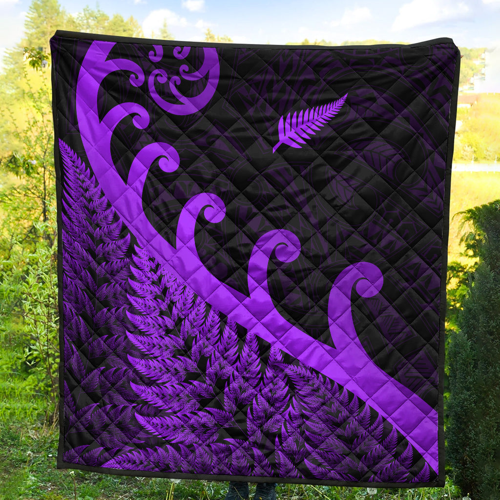 New Zealand Rugby Maori Premium Quilt Silver Fern Koru Vibes - Purple - Vibe Hoodie Shop