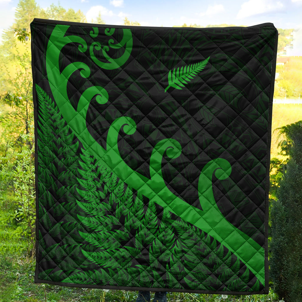 New Zealand Rugby Maori Premium Quilt Silver Fern Koru Vibes - Green - Vibe Hoodie Shop
