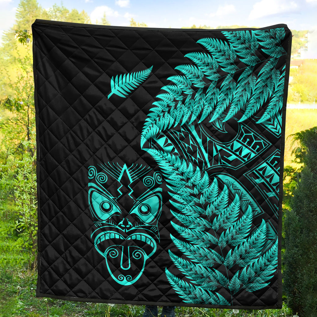 New Zealand Haka Rugby Maori Premium Quilt Silver Fern Vibes - Turquoise - Vibe Hoodie Shop