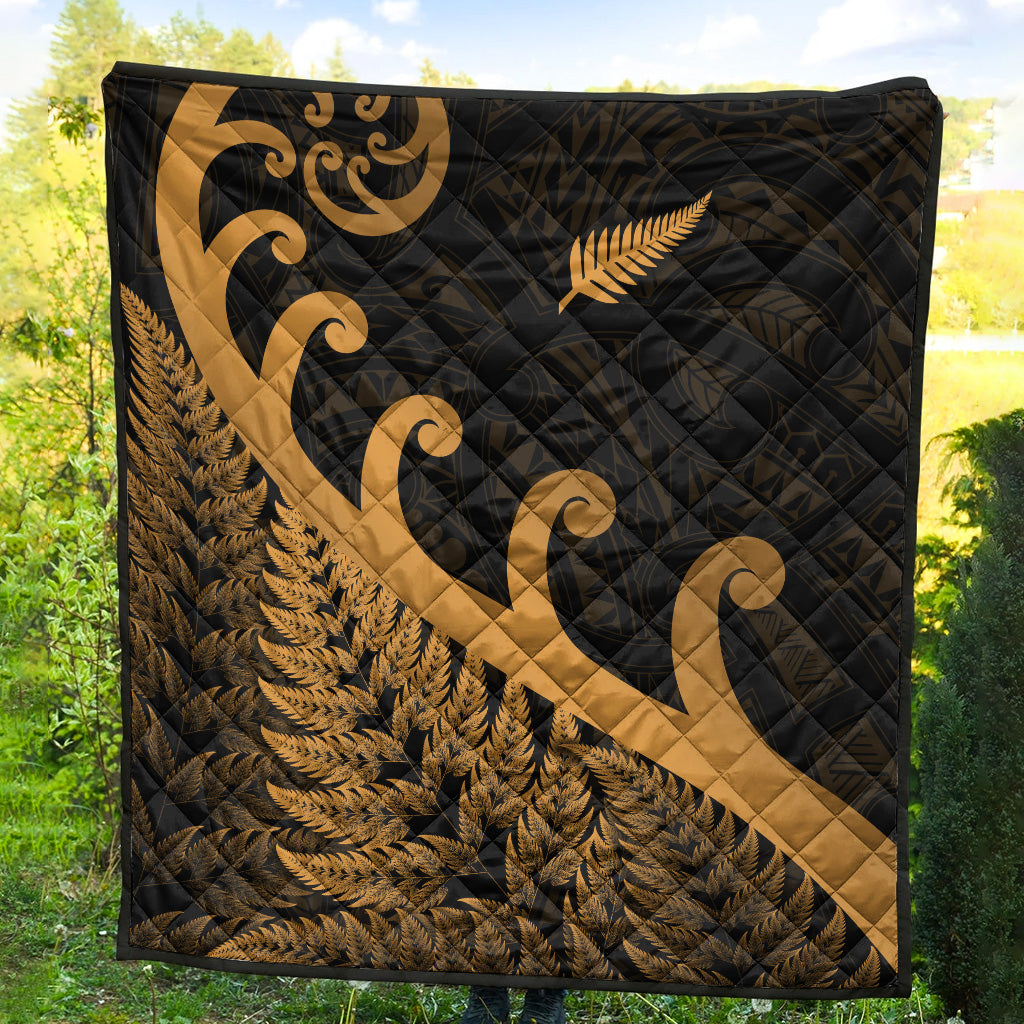 New Zealand Rugby Maori Premium Quilt Silver Fern Koru Vibes - Gold - Vibe Hoodie Shop