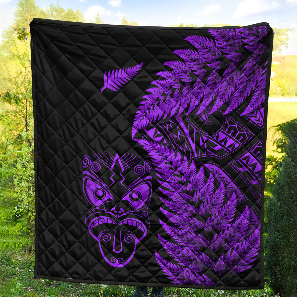 New Zealand Haka Rugby Maori Premium Quilt Silver Fern Vibes - Purple - Vibe Hoodie Shop
