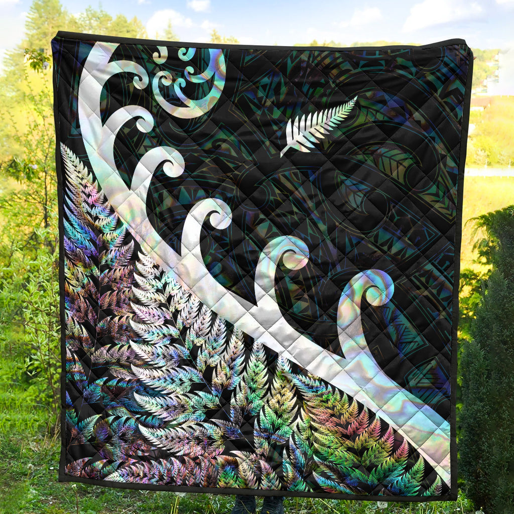 New Zealand Rugby Maori Premium Quilt Silver Fern Koru Vibes - Paua Shell - Vibe Hoodie Shop