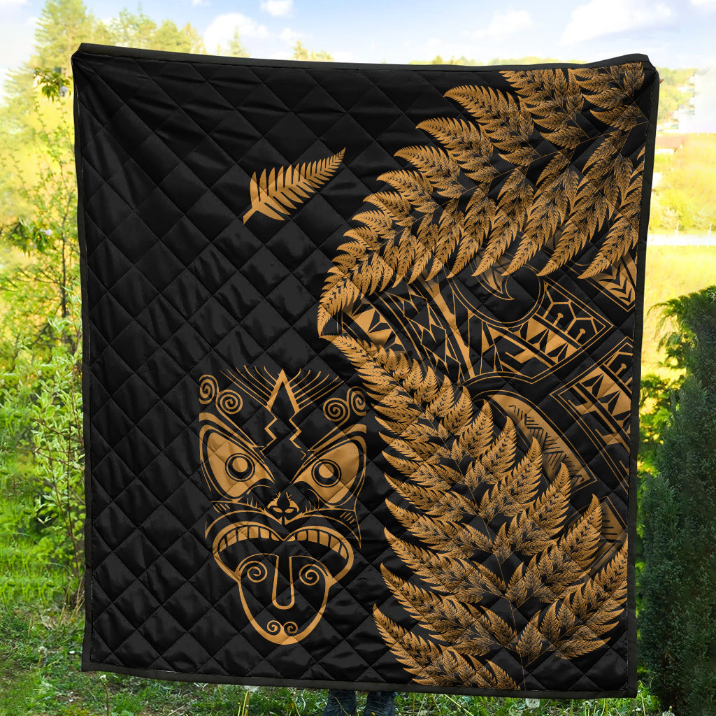 New Zealand Haka Rugby Maori Premium Quilt Silver Fern Vibes - Gold - Vibe Hoodie Shop