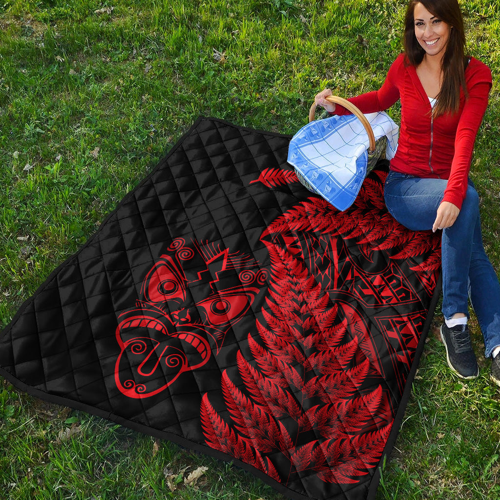 New Zealand Haka Rugby Maori Premium Quilt Silver Fern Vibes - Red - Vibe Hoodie Shop
