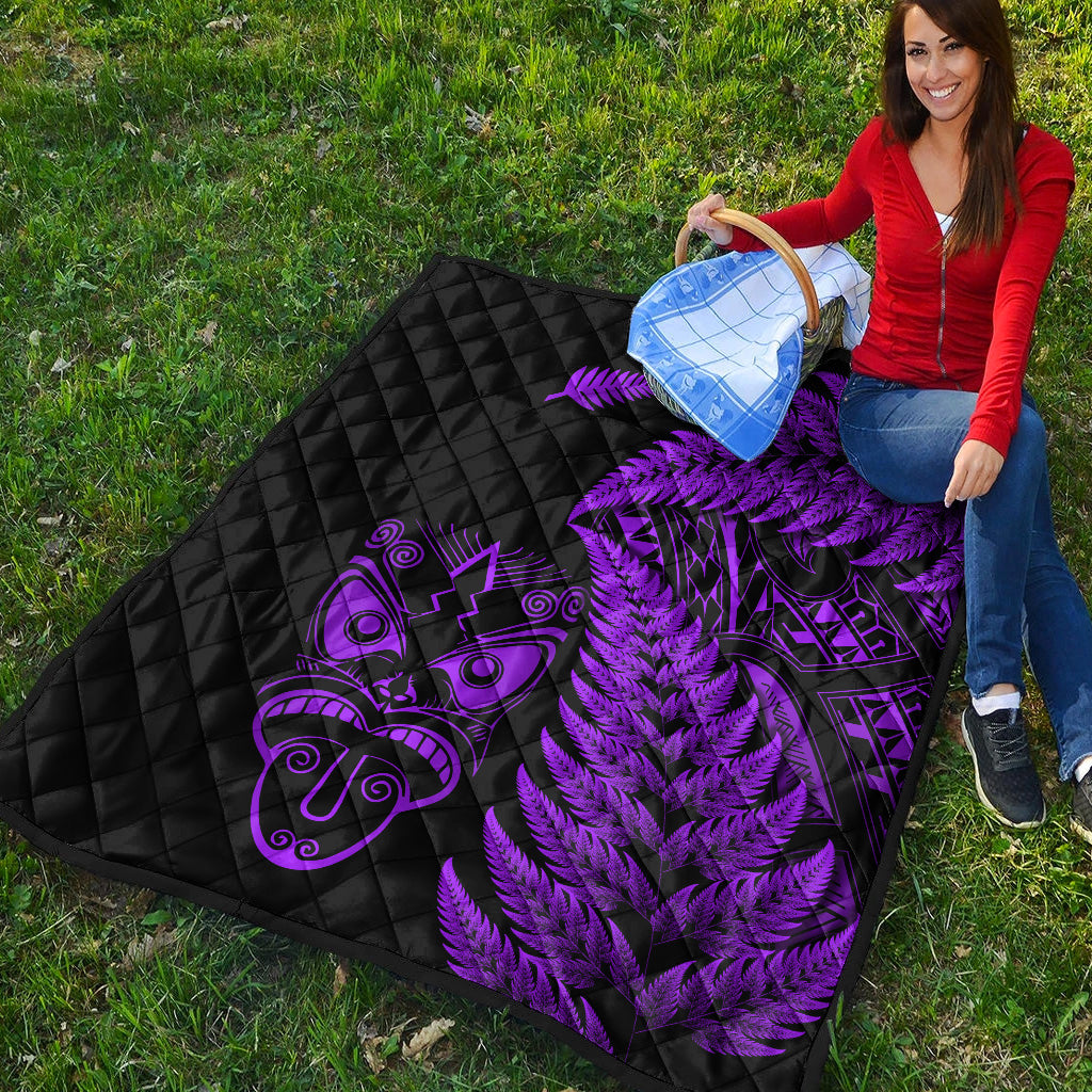 New Zealand Haka Rugby Maori Premium Quilt Silver Fern Vibes - Purple - Vibe Hoodie Shop