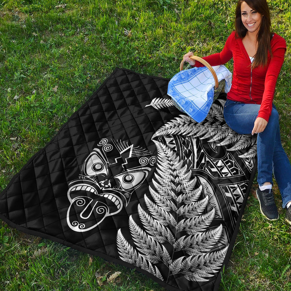 New Zealand Haka Rugby Maori Premium Quilt Silver Fern Vibes - Black - Vibe Hoodie Shop