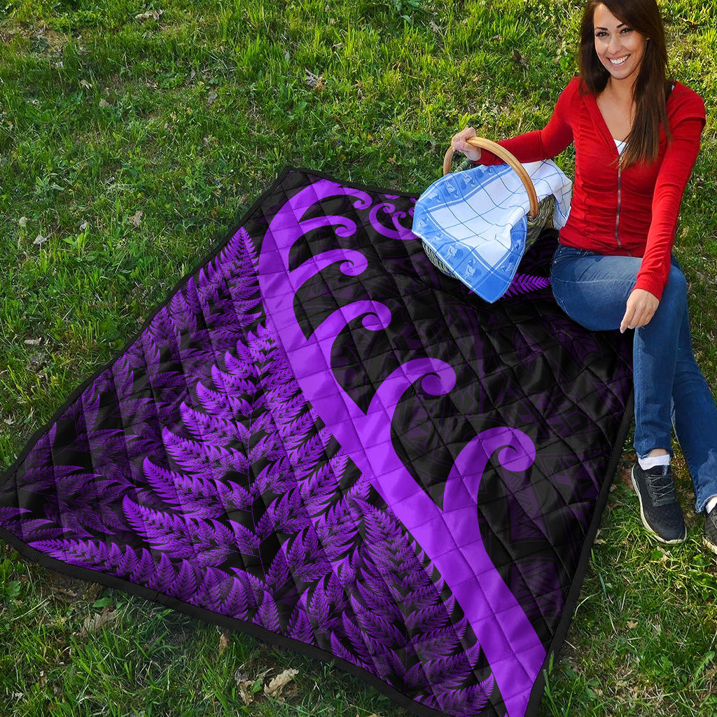 New Zealand Rugby Maori Premium Quilt Silver Fern Koru Vibes - Purple - Vibe Hoodie Shop