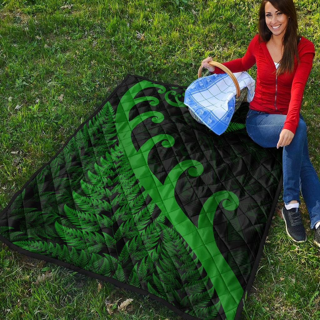 New Zealand Rugby Maori Premium Quilt Silver Fern Koru Vibes - Green - Vibe Hoodie Shop