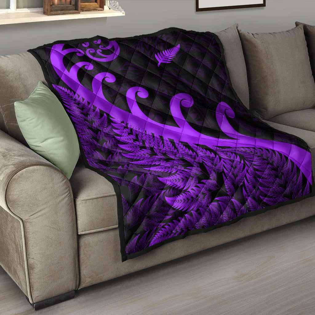 New Zealand Rugby Maori Premium Quilt Silver Fern Koru Vibes - Purple - Vibe Hoodie Shop