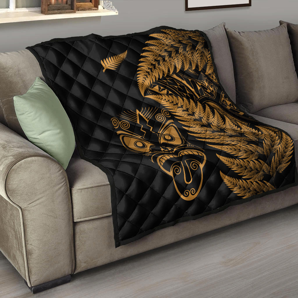 New Zealand Haka Rugby Maori Premium Quilt Silver Fern Vibes - Gold - Vibe Hoodie Shop