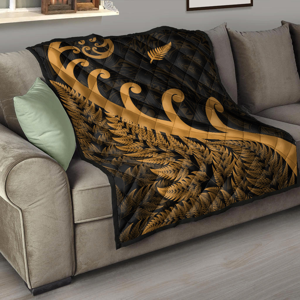 New Zealand Rugby Maori Premium Quilt Silver Fern Koru Vibes - Gold - Vibe Hoodie Shop