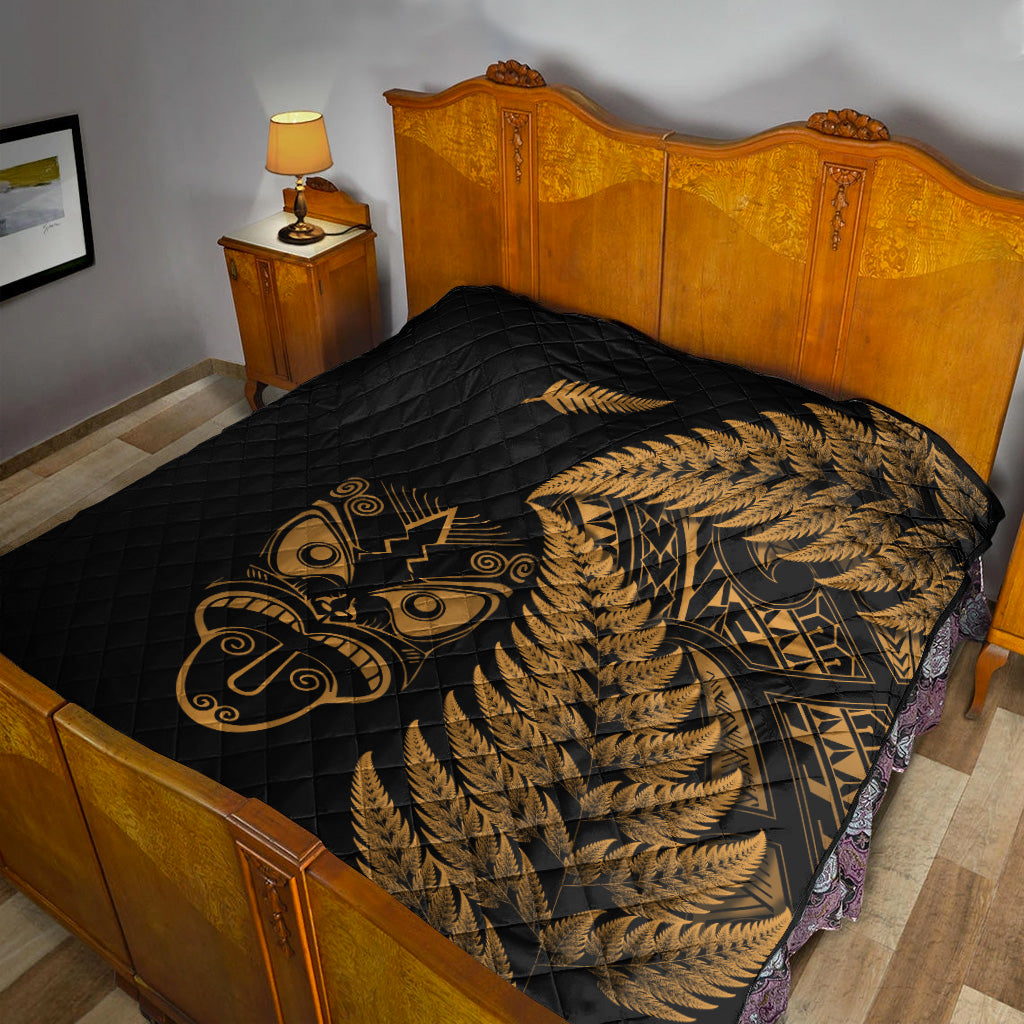 New Zealand Haka Rugby Maori Premium Quilt Silver Fern Vibes - Gold - Vibe Hoodie Shop