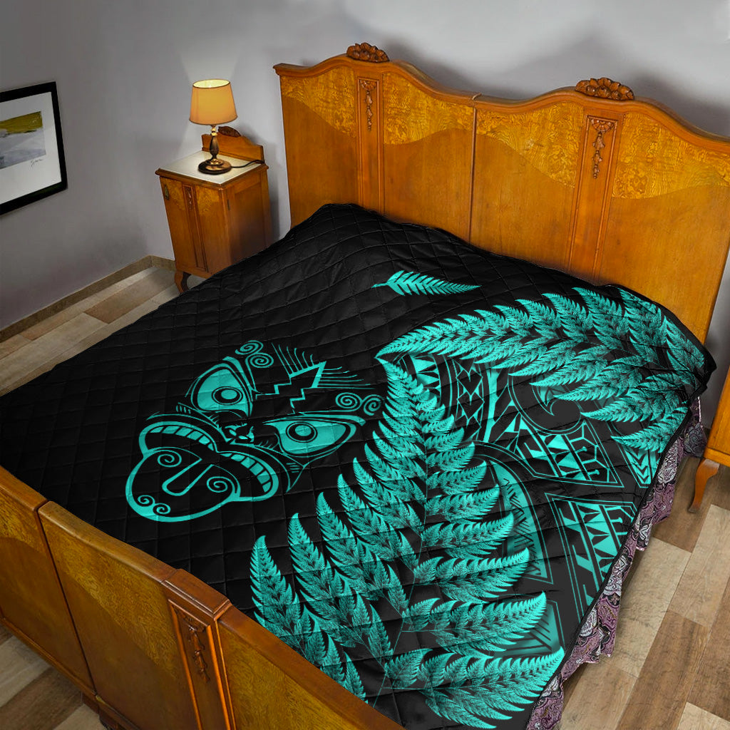 New Zealand Haka Rugby Maori Premium Quilt Silver Fern Vibes - Turquoise - Vibe Hoodie Shop