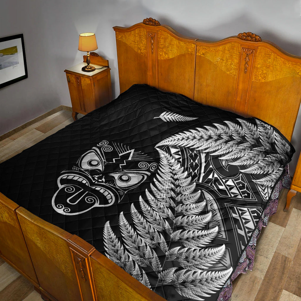 New Zealand Haka Rugby Maori Premium Quilt Silver Fern Vibes - Black - Vibe Hoodie Shop