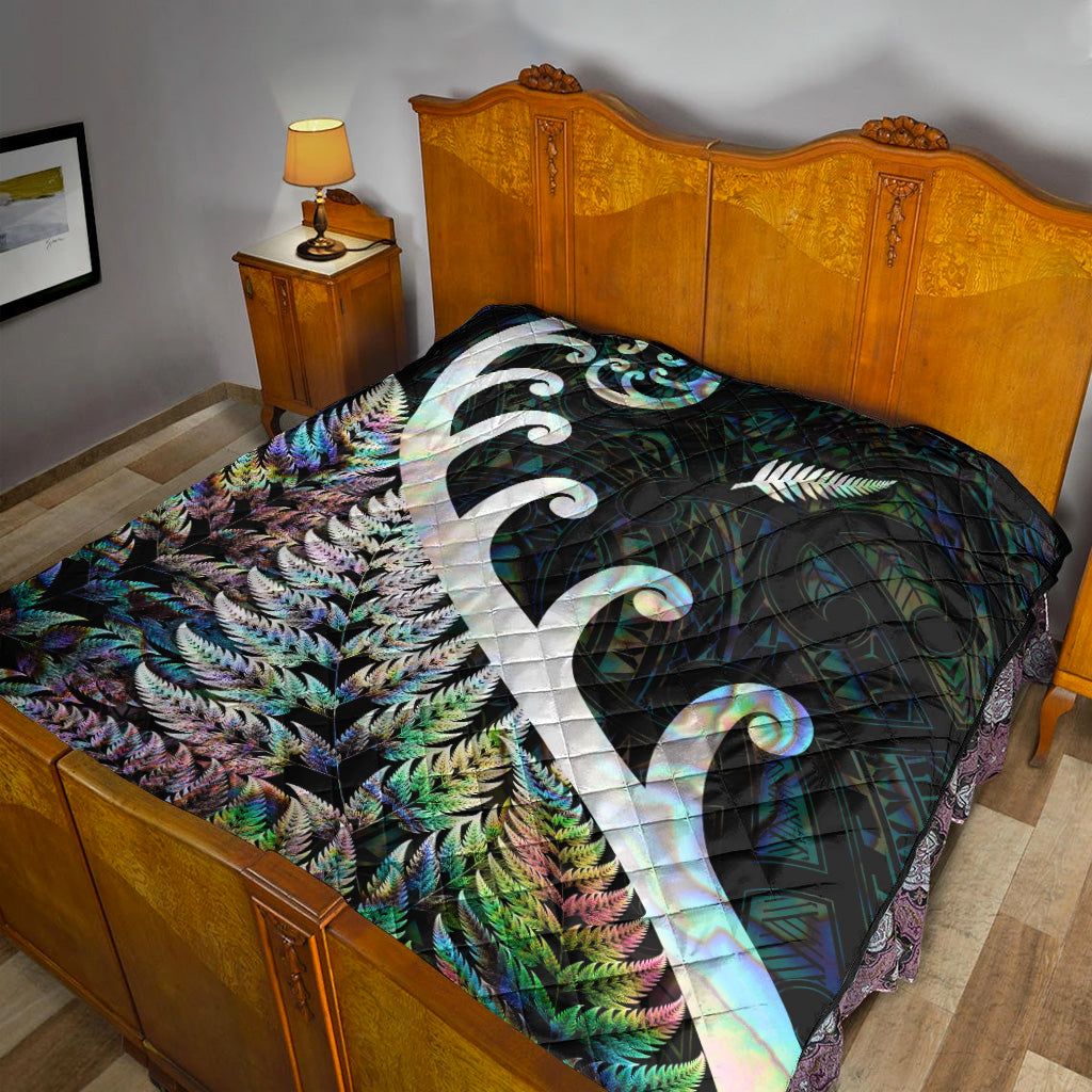 New Zealand Rugby Maori Premium Quilt Silver Fern Koru Vibes - Paua Shell - Vibe Hoodie Shop