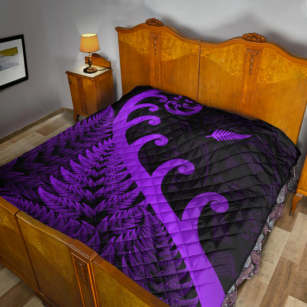 New Zealand Rugby Maori Premium Quilt Silver Fern Koru Vibes - Purple - Vibe Hoodie Shop