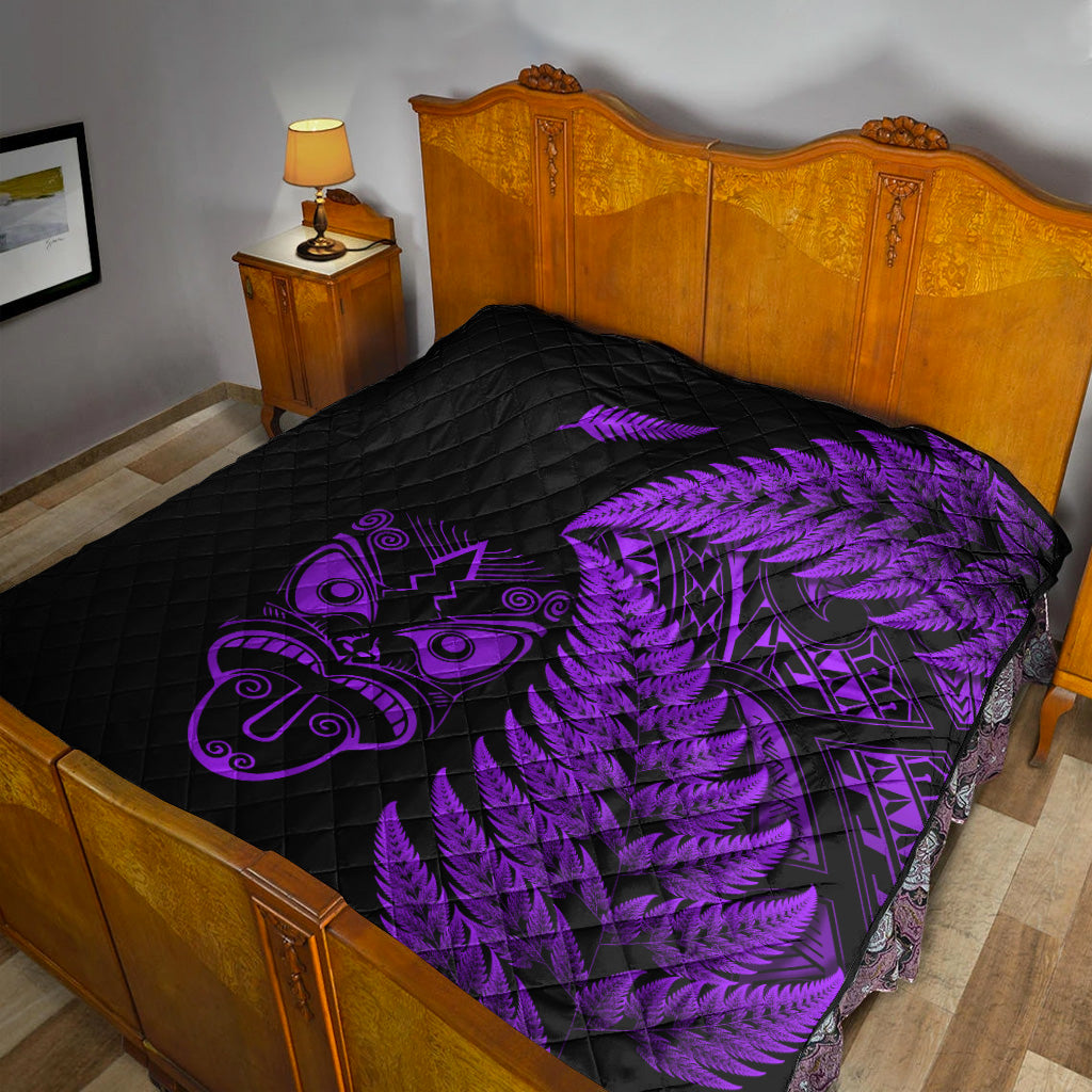 New Zealand Haka Rugby Maori Premium Quilt Silver Fern Vibes - Purple - Vibe Hoodie Shop