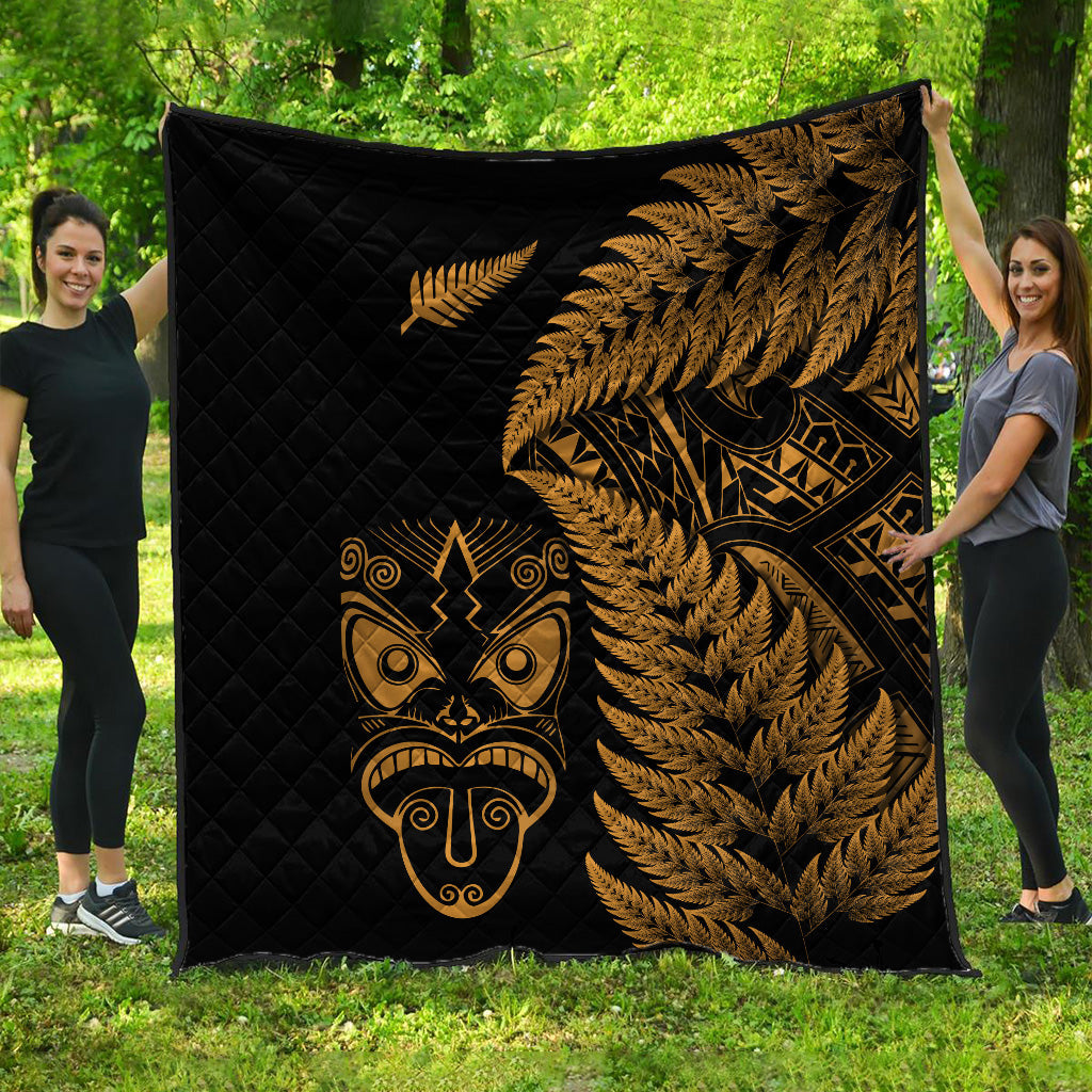 New Zealand Haka Rugby Maori Premium Quilt Silver Fern Vibes - Gold - Vibe Hoodie Shop