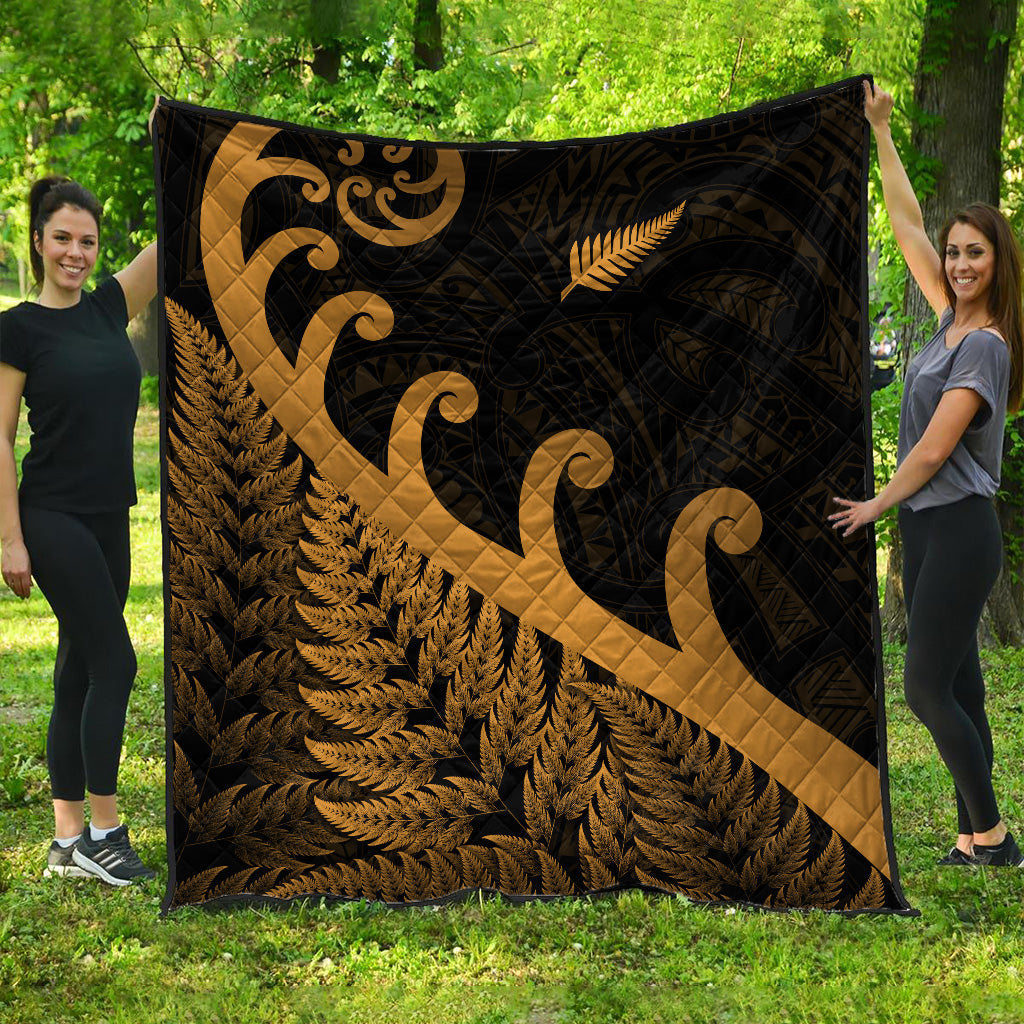 New Zealand Rugby Maori Premium Quilt Silver Fern Koru Vibes - Gold - Vibe Hoodie Shop