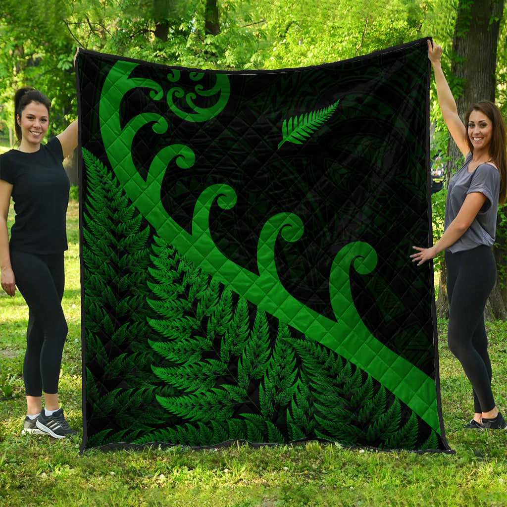 New Zealand Rugby Maori Premium Quilt Silver Fern Koru Vibes - Green - Vibe Hoodie Shop