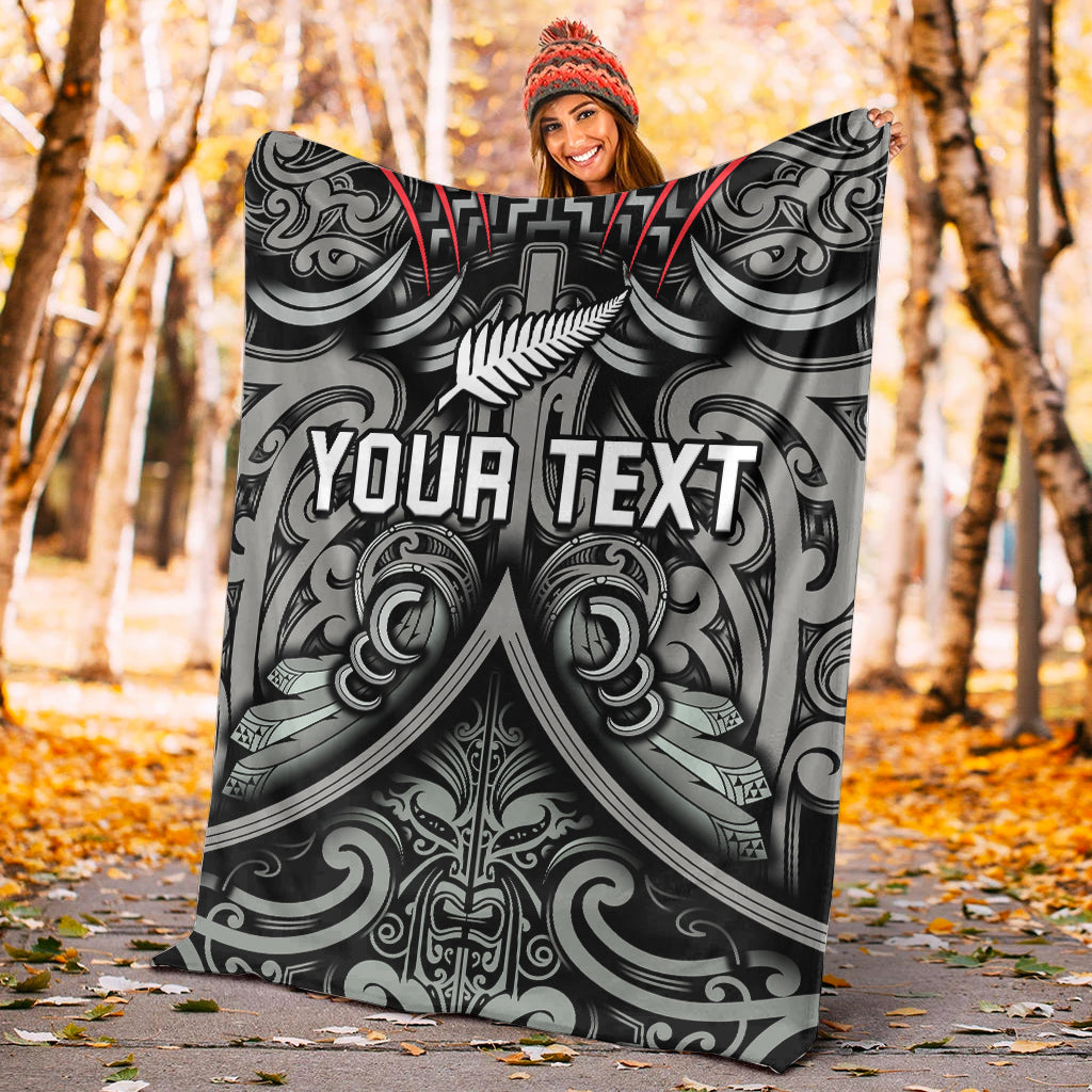 (Custom Personalised) New Zealand Silver Fern Rugby Premium Blanket All Black NZ Maori Pattern - Vibe Hoodie Shop