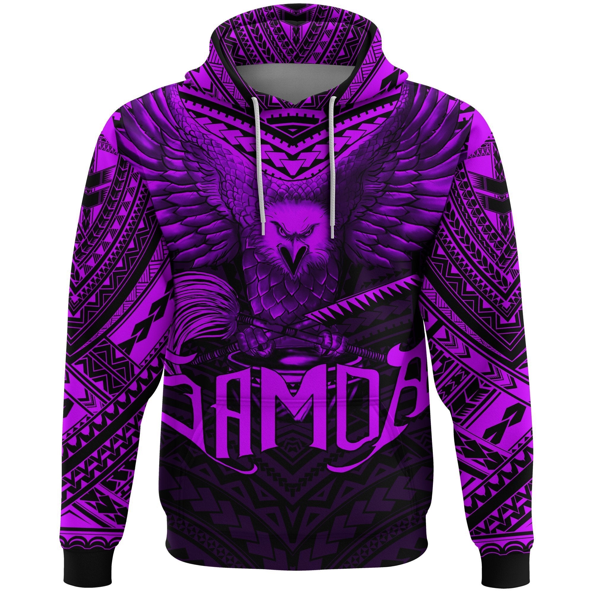 American Samoa Hoodie Eagle Tattoo Style Purple - Vibe Hoodie Shop