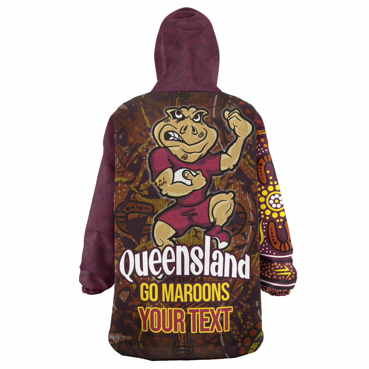 Queensland Rugby League Team Snug Hoodie - Custom Queensland Maroons Sport State Of Origin Wearable Blanket Hoodie RLT14 - Vibe Hoodie Shop