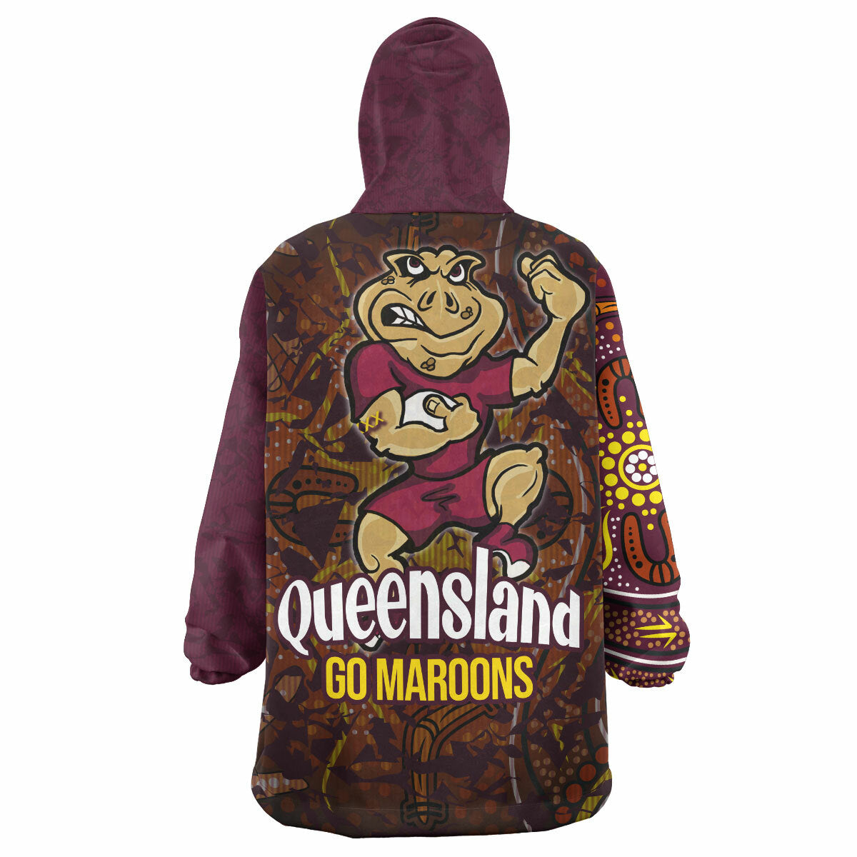 Queensland Rugby League Team Snug Hoodie - Custom Queensland Maroons Sport State Of Origin Wearable Blanket Hoodie RLT14 - Vibe Hoodie Shop