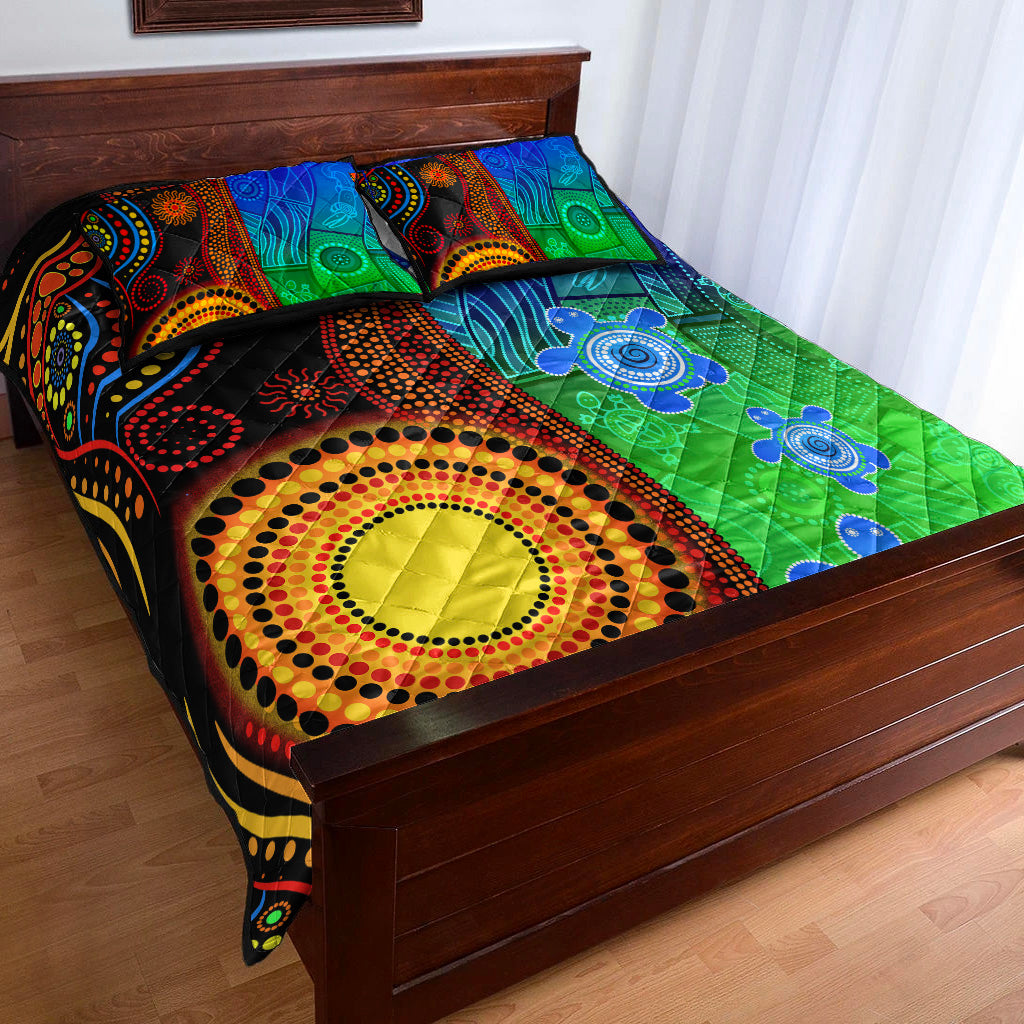 Australia Indigenous Aboriginal And Torres Strait Islands Quilt Bed Set Flag Vibes - Vibe Hoodie Shop