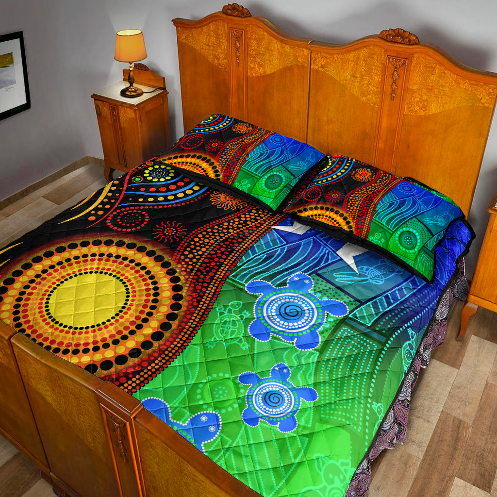 Australia Indigenous Aboriginal And Torres Strait Islands Quilt Bed Set Flag Vibes - Vibe Hoodie Shop