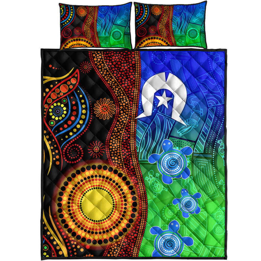 Australia Indigenous Aboriginal And Torres Strait Islands Quilt Bed Set Flag Vibes - Vibe Hoodie Shop