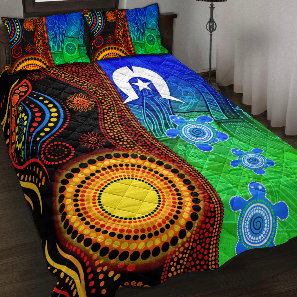 Australia Indigenous Aboriginal And Torres Strait Islands Quilt Bed Set Flag Vibes - Vibe Hoodie Shop