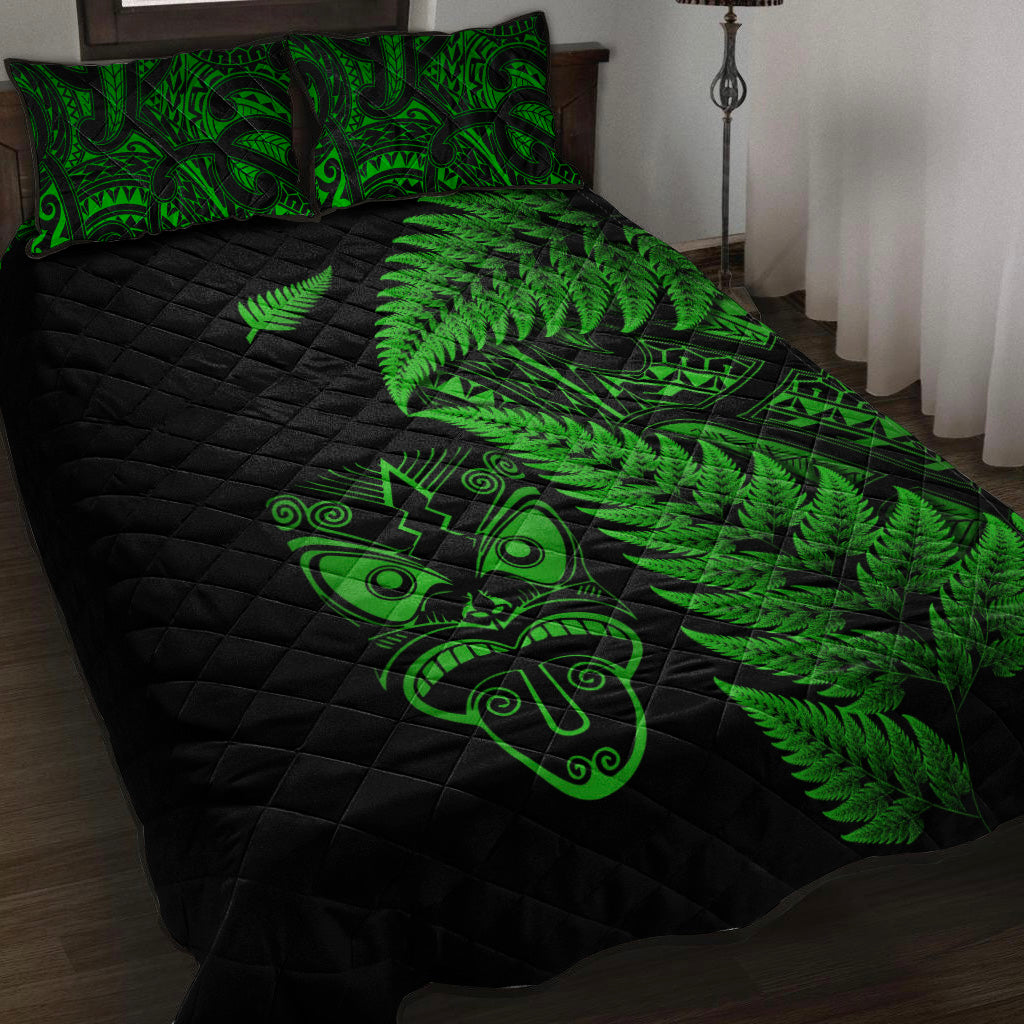 New Zealand Haka Rugby Maori Quilt Bed Set Silver Fern Vibes - Green - Vibe Hoodie Shop