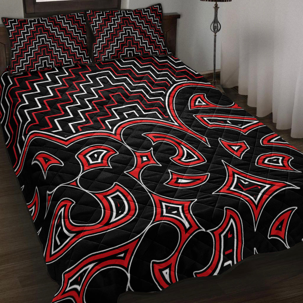 New Zealand Quilt Bed Set Maori Graphic Tee patterns Red - Vibe Hoodie Shop