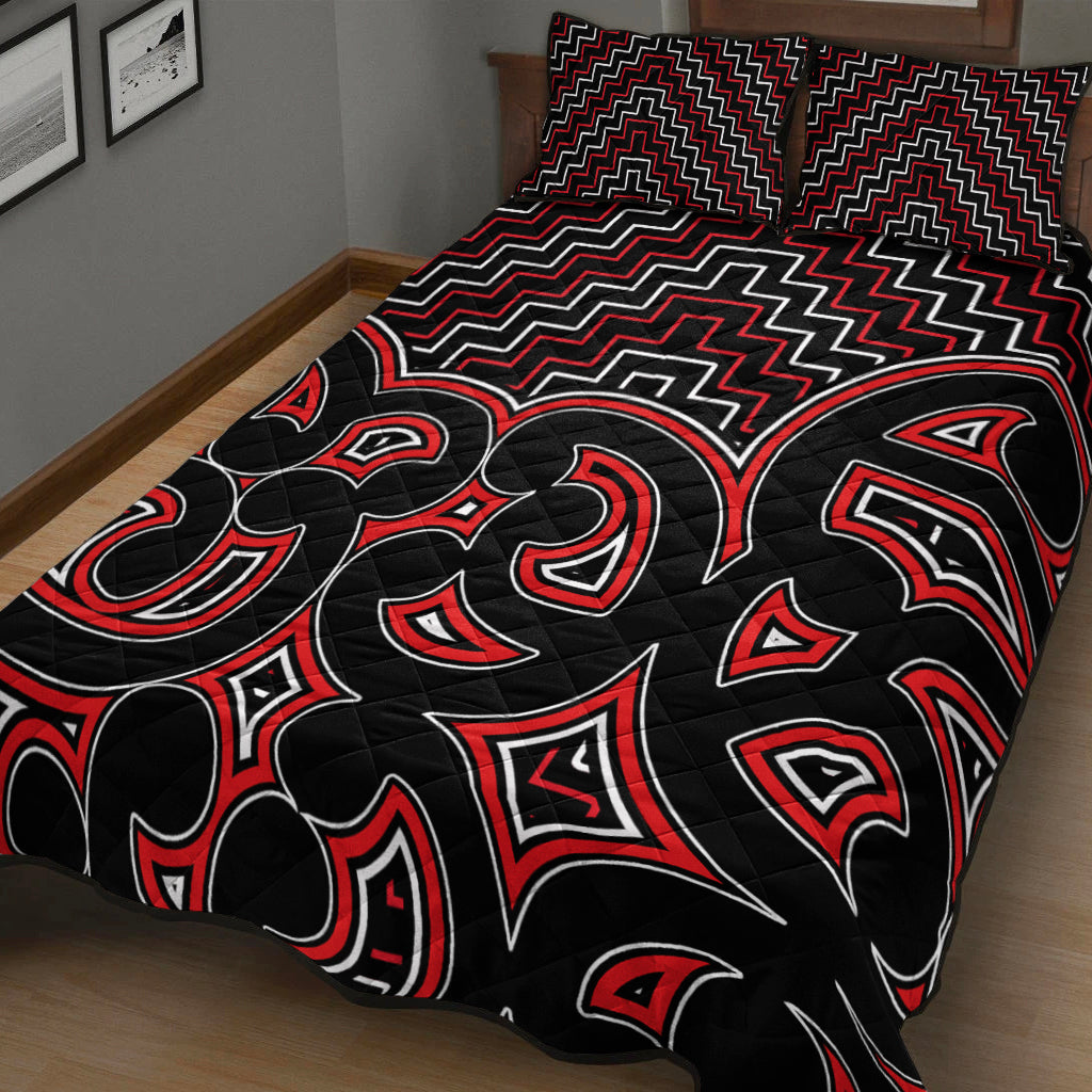 New Zealand Quilt Bed Set Maori Graphic Tee patterns Red - Vibe Hoodie Shop