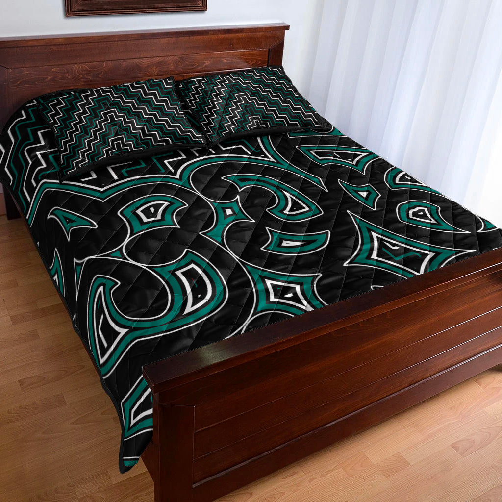 New Zealand Quilt Bed Set Maori Graphic Tee patterns Green - Vibe Hoodie Shop