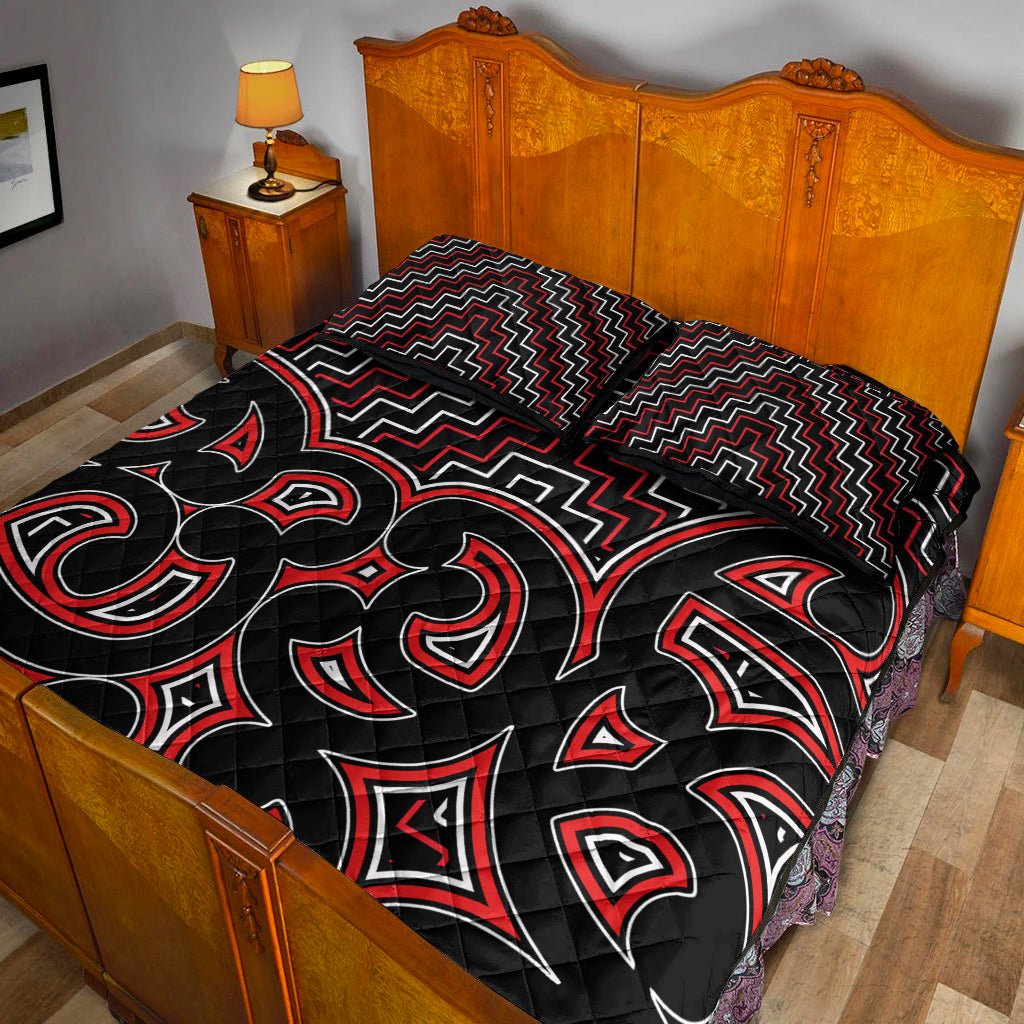 New Zealand Quilt Bed Set Maori Graphic Tee patterns Red - Vibe Hoodie Shop