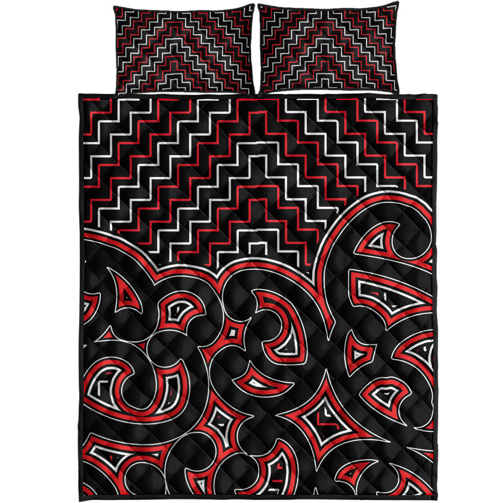 New Zealand Quilt Bed Set Maori Graphic Tee patterns Red - Vibe Hoodie Shop