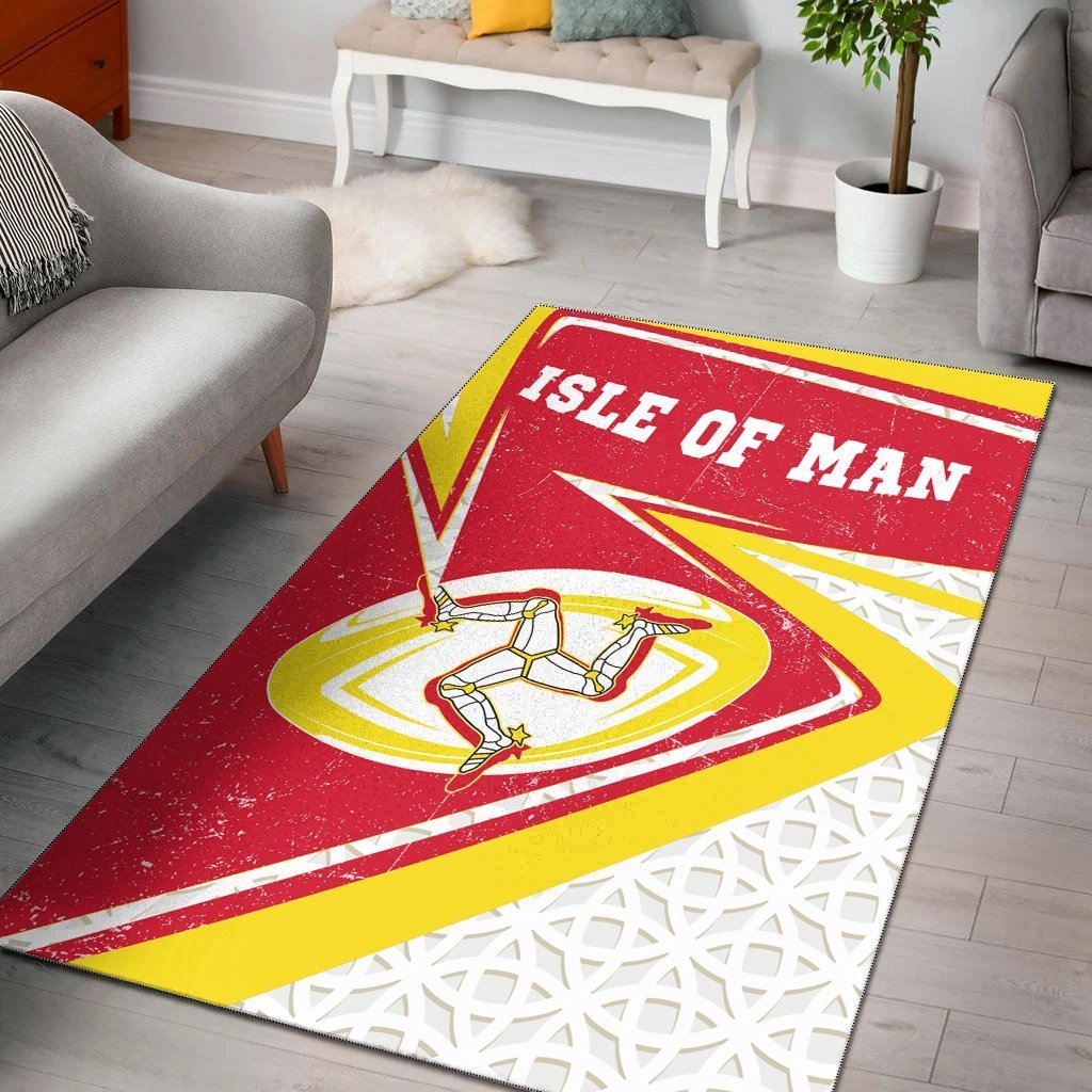 Isle Of Man Rugby Area Rug - Celtic Manx Rugby Ball - Vibe Hoodie Shop