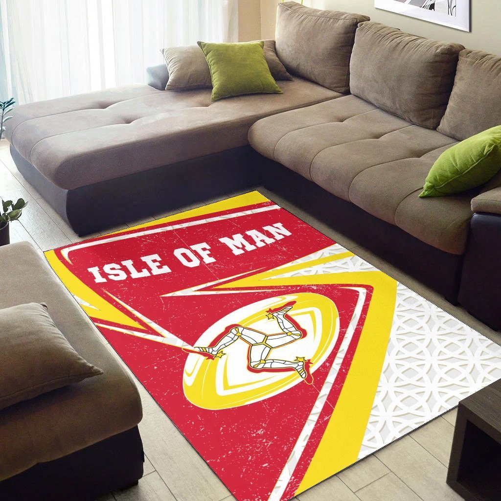 Isle Of Man Rugby Area Rug - Celtic Manx Rugby Ball - Vibe Hoodie Shop