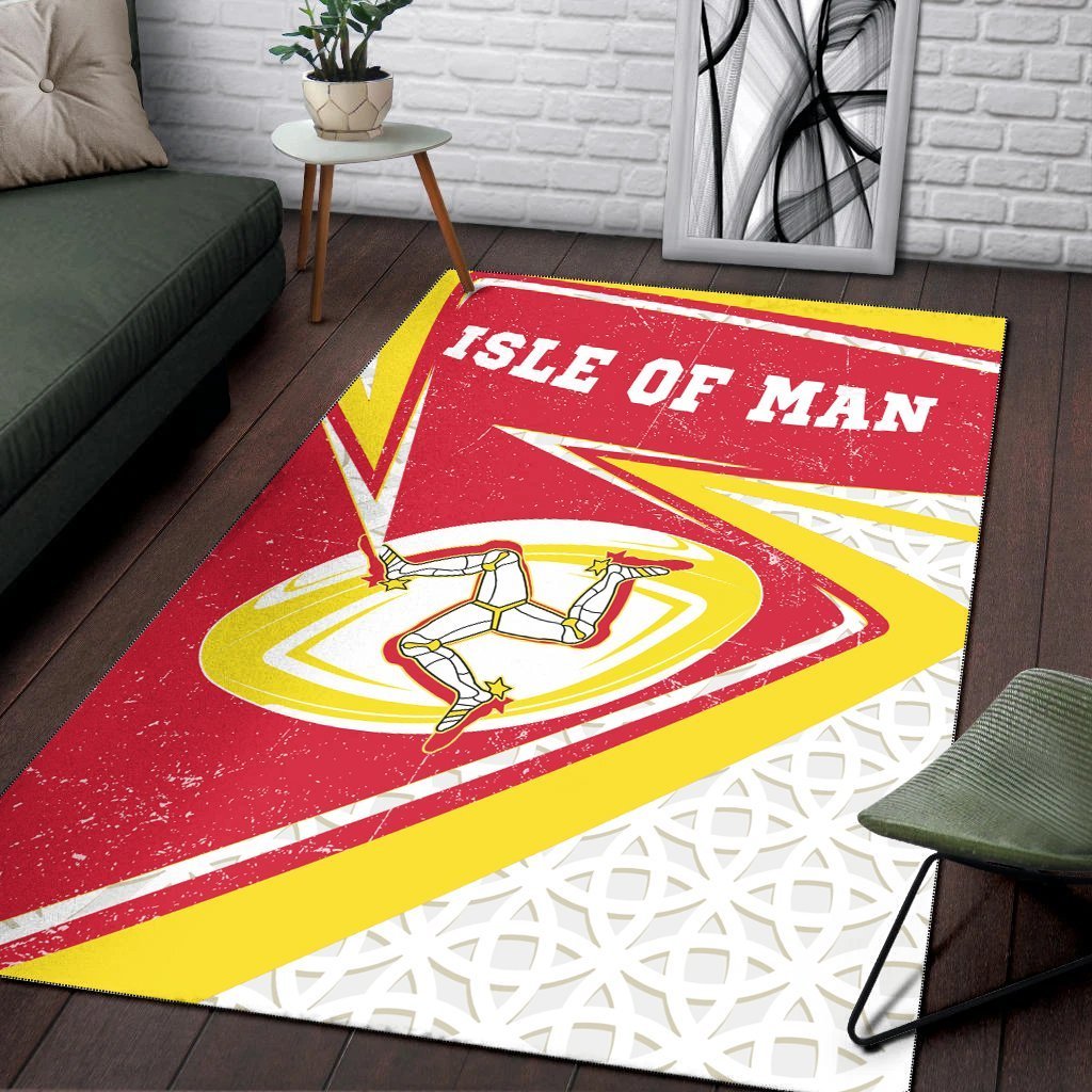 Isle Of Man Rugby Area Rug - Celtic Manx Rugby Ball - Vibe Hoodie Shop