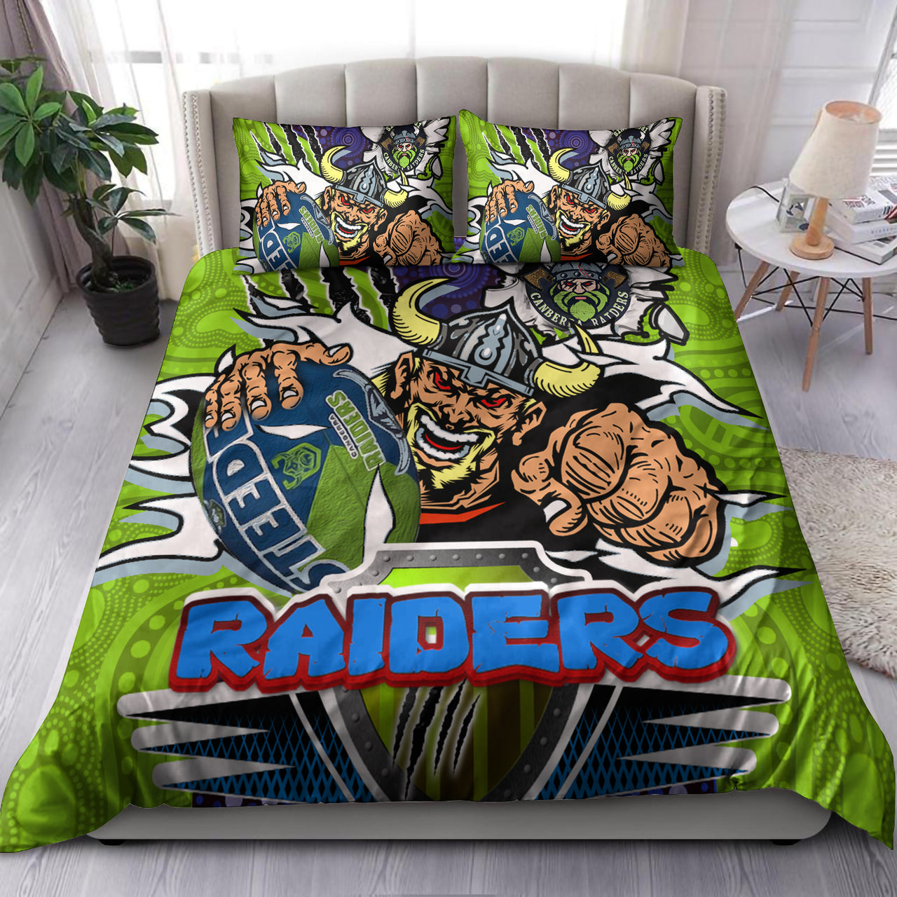 Raiders Rugby Custom Aboriginal Bedding Set - The Indigenous Vikings Power Scratch Style RLT13 - Vibe Hoodie Shop